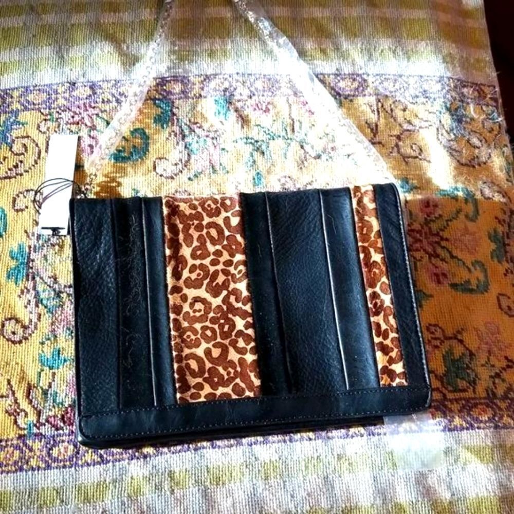 GORGEOUS BLACK AND BROWN  LEOPARD LEATHER BAG!!! NWT!!! NEVER WORN OR CARRIED!!!